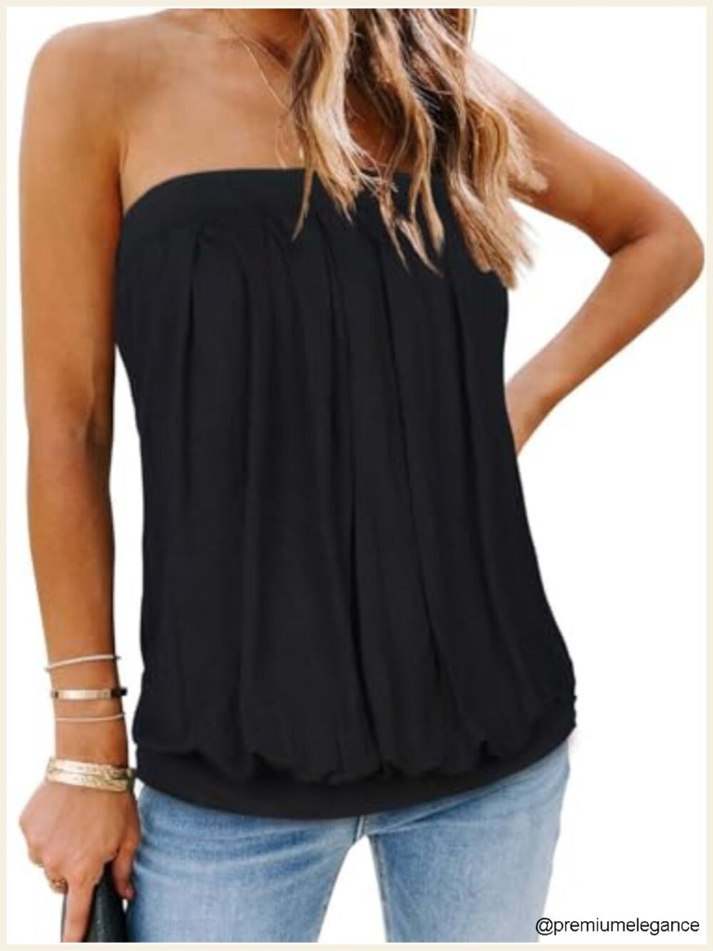 Women's Sleeveless Tube Top Casual Summer Stretch Cotton Blouse